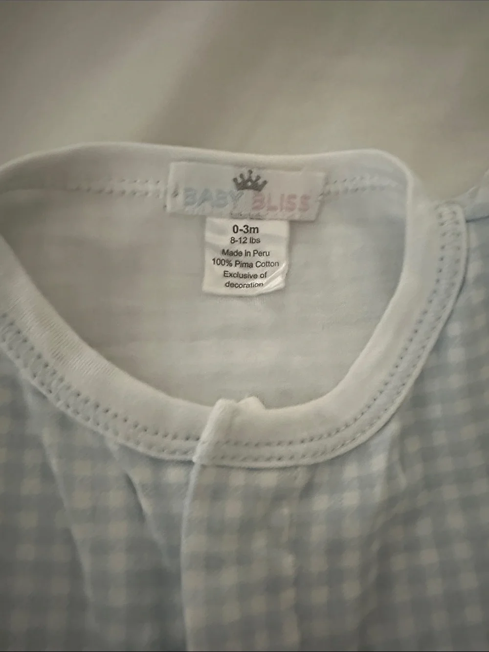 Light Blue Gingham Baby One-Piece Bodysuit